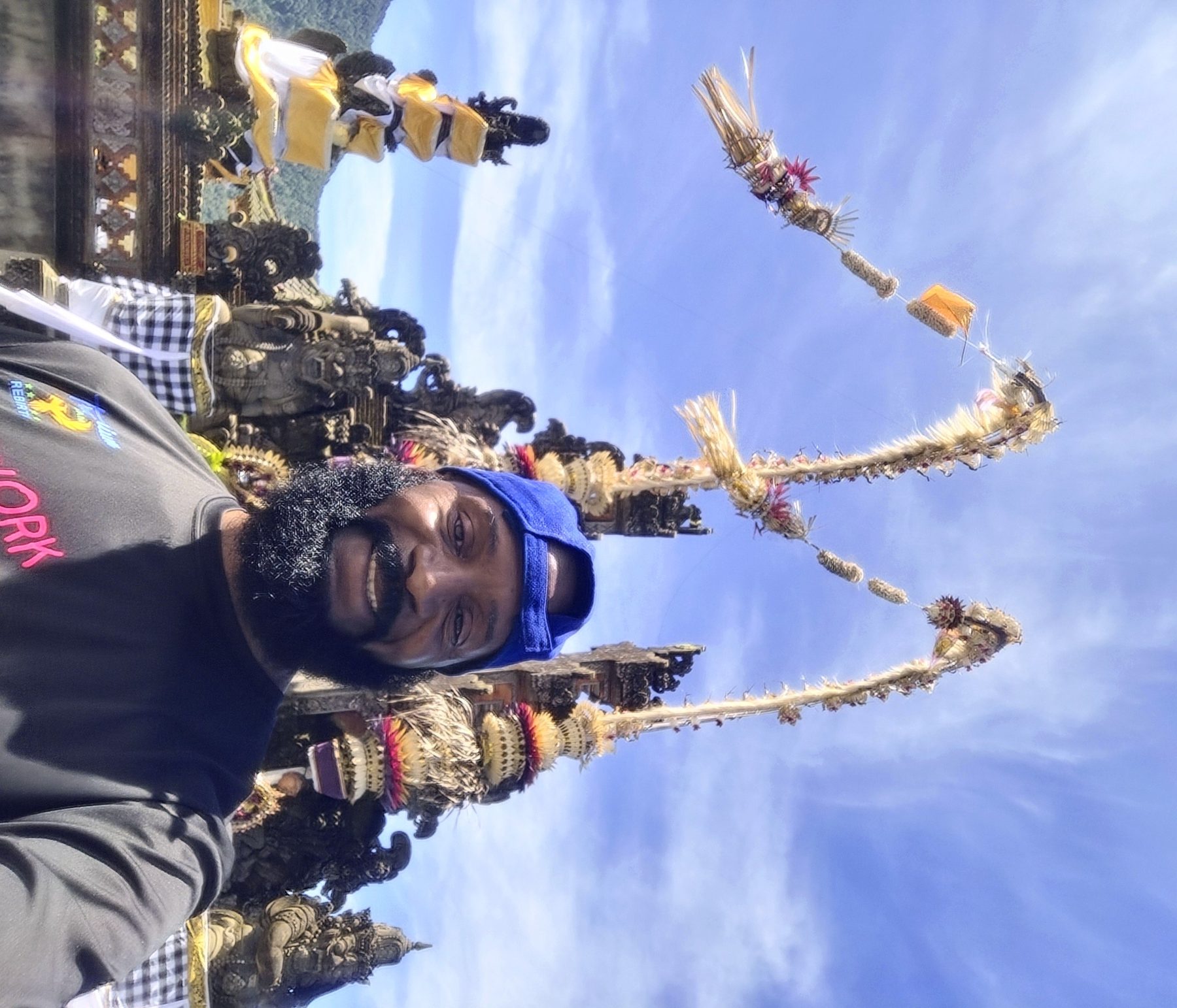 Darnell at a colorful cultural site in Bali