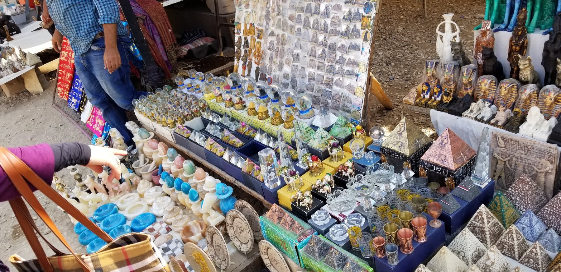 Colorful Egyptian souvenirs at a market stall