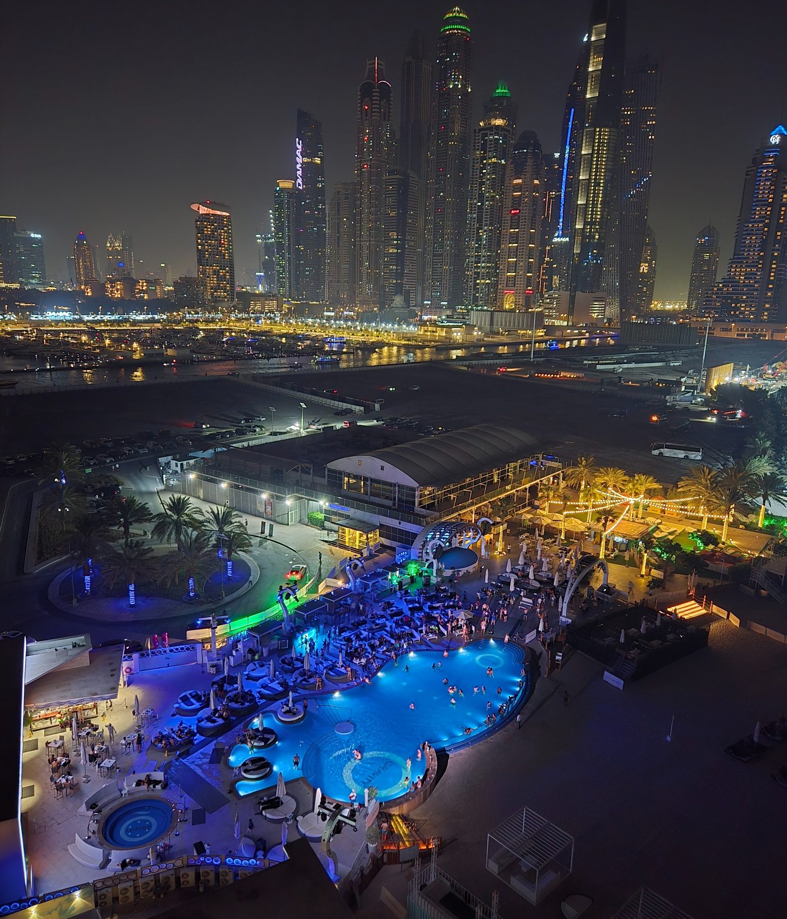 Dubai nightlife and illuminated city view