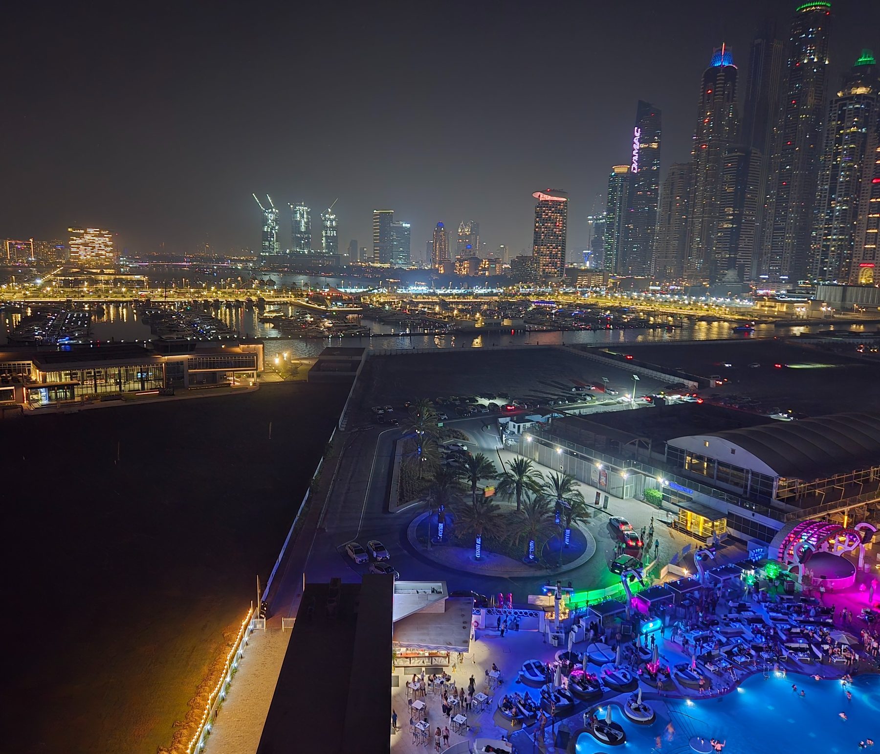 Dubai skyline and nightlife after dark