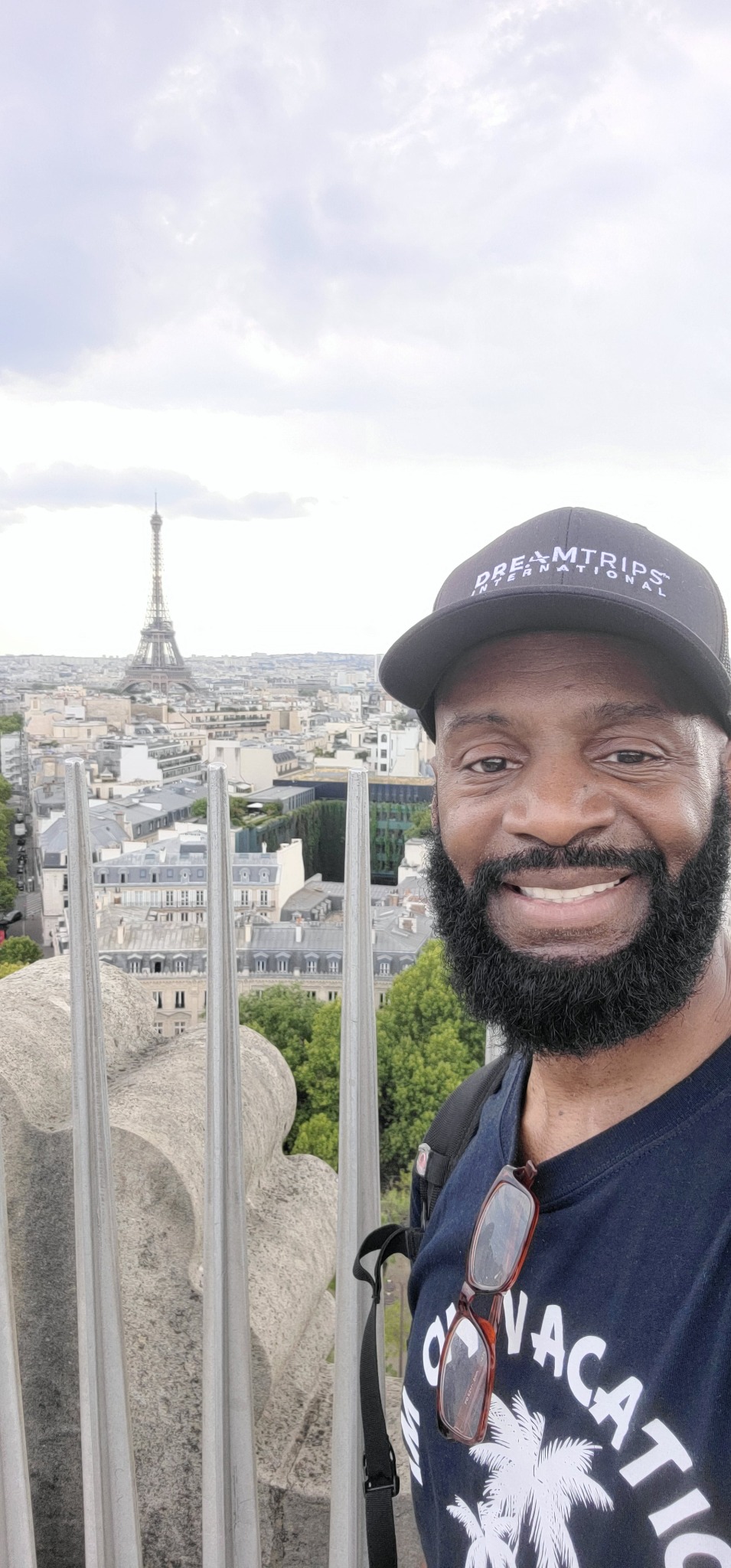 Darnell with the Eiffel Tower visible from a Paris viewpoint