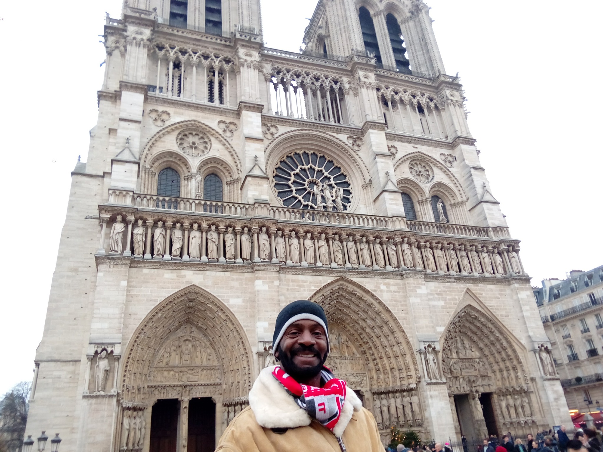 Darnell in front of Notre-Dame Cathedral in Paris