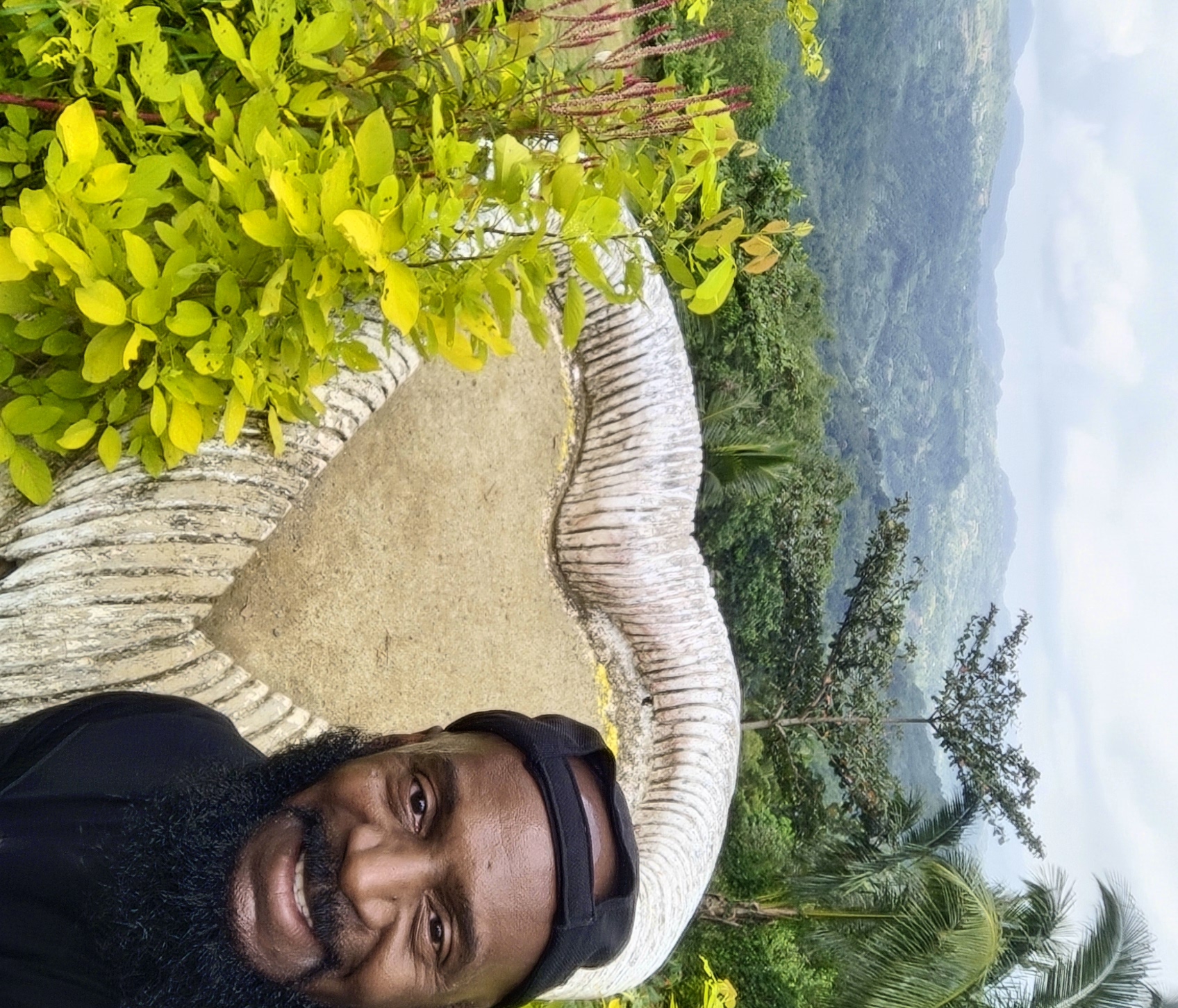 Darnell at the heart viewpoint in Sirao Garden
